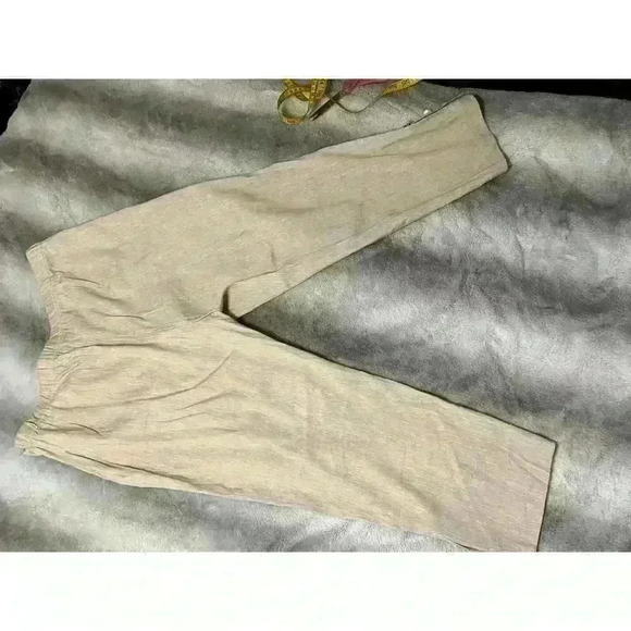 J Jill Linen Stretch Pants Womens XL Beige Button Leg Side Zip Minimal Casual - Picture 2 of 11